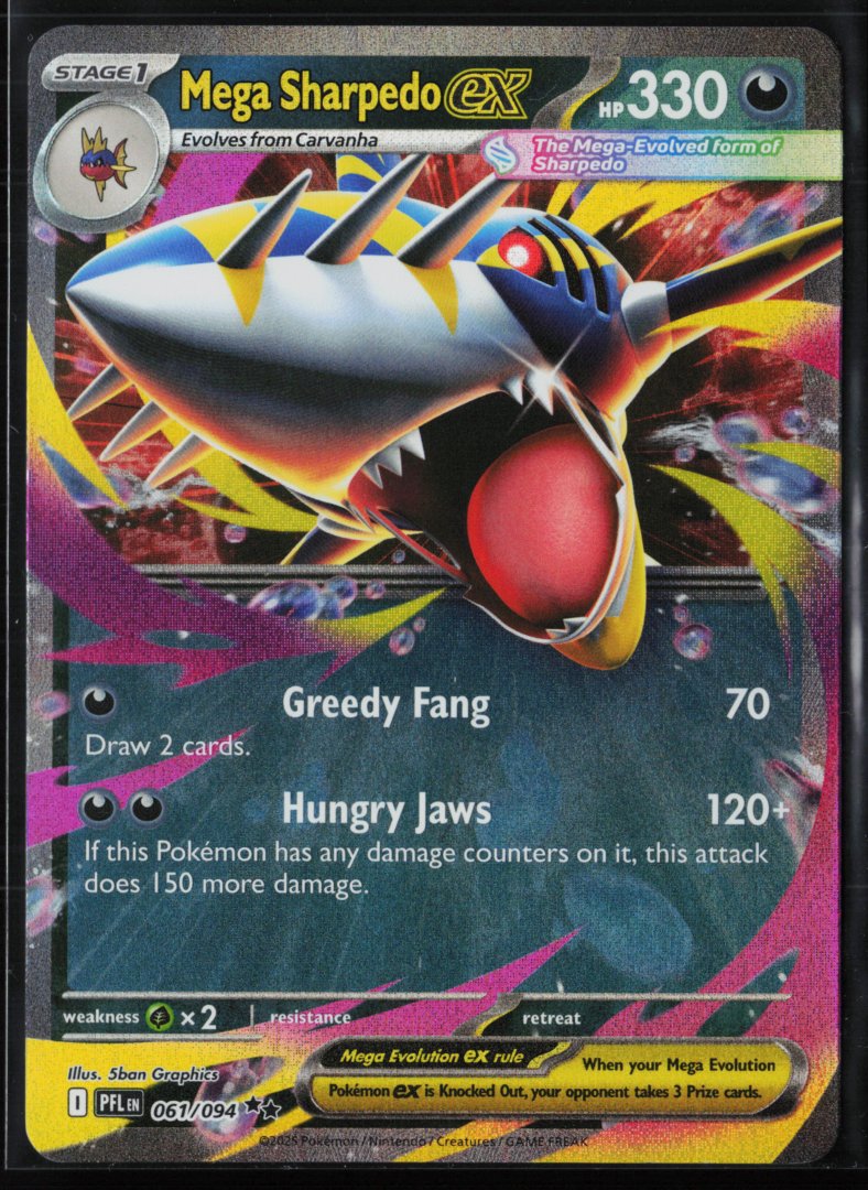 Mega Sharpedo ex - ME02: Phantasmal Flames 061/094 - Pokemon - Double Rare Holo