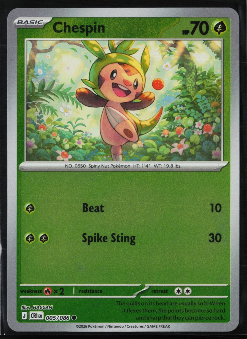 Chespin - ME04: Chaos Rising 005/086 - Pokemon - Common Reverse Holo