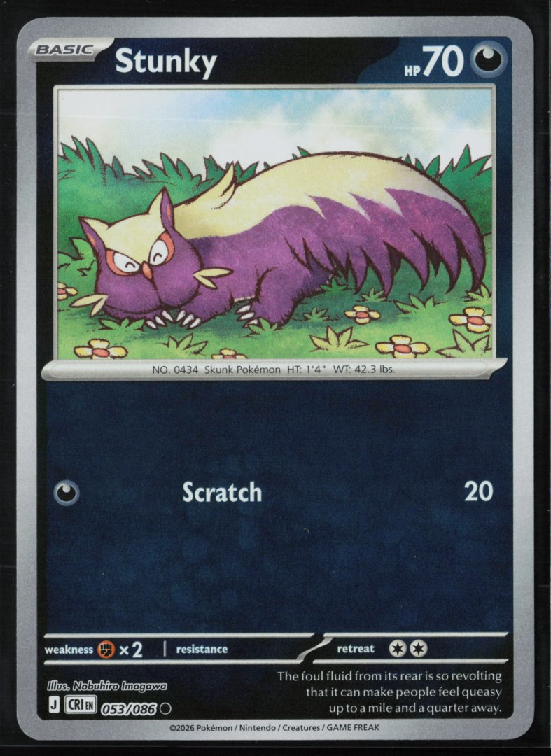 Stunky - ME04: Chaos Rising 053/086 - Pokemon - Common Reverse Holo