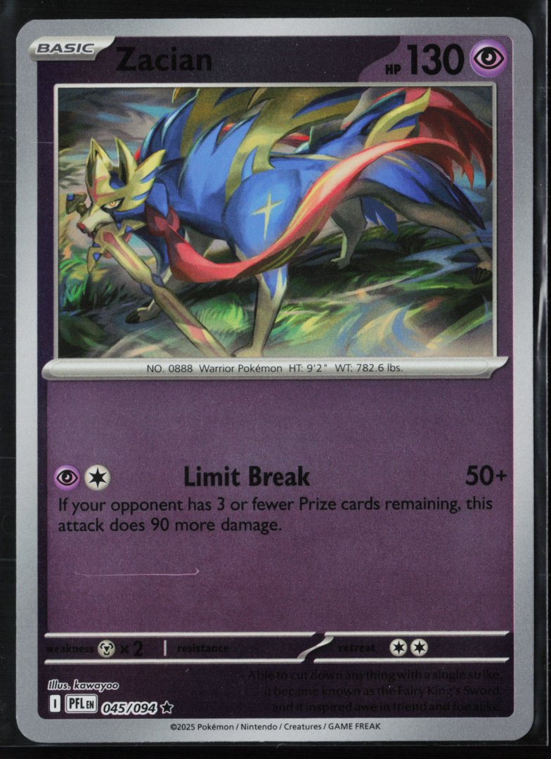 Zacian - ME02: Phantasmal Flames 045/094 - pokemon - Rare Reverse Holo