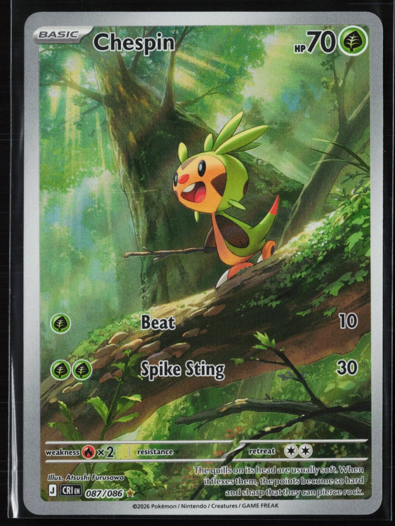 Chespin - ME04: Chaos Rising 087/086 - Pokemon - Illustration Rare Holo