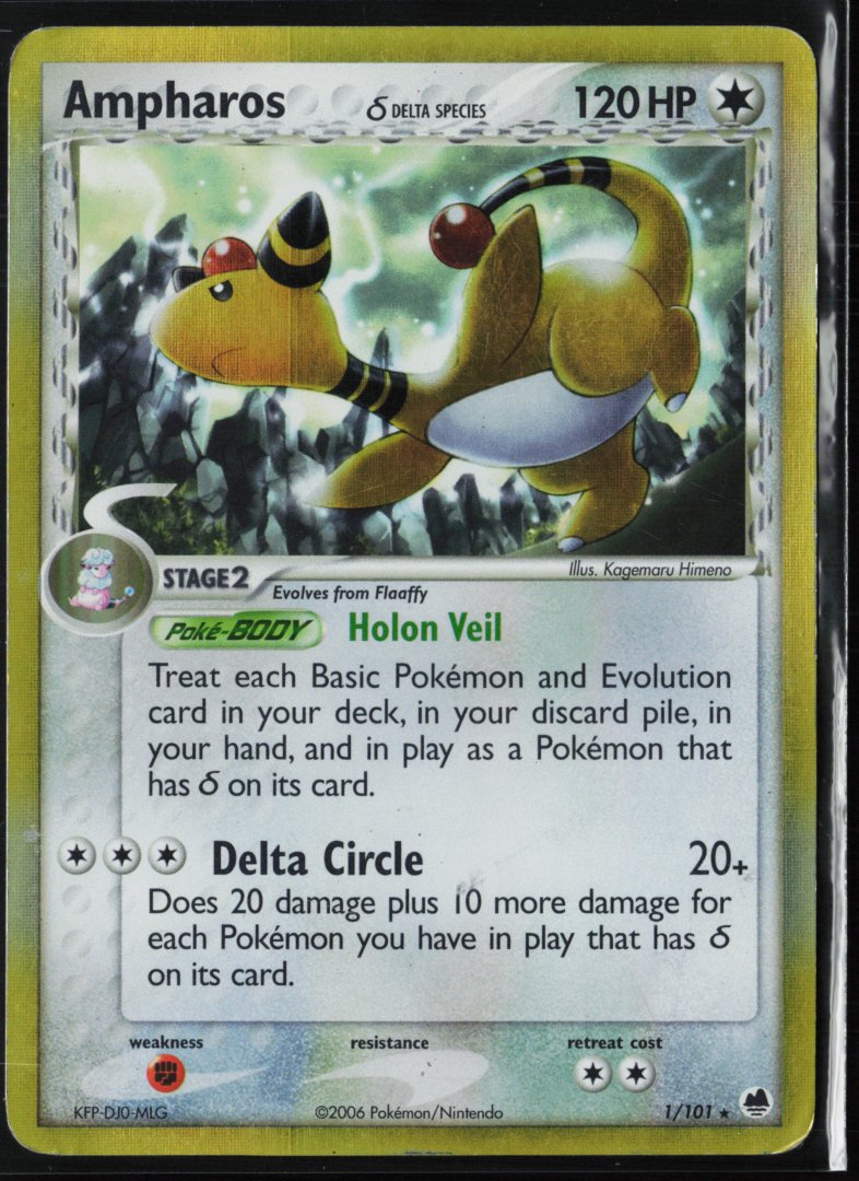 Ampharos (Delta Species) - Dragon Frontiers 1/101 - Pokemon - Holo Rare Holo