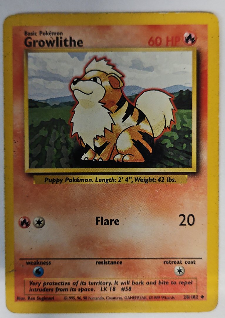 Growlithe - Base Set 2 028 - Pokemon - Uncommon Non-Holo