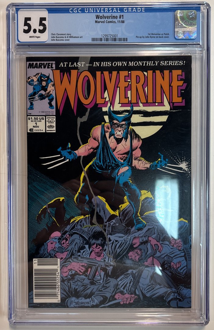 Wolverine #1 5.5 CGC Wolverine Is Known As patch Newsstand Edition Marvel 1988