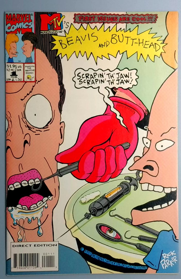 Beavis and Butt-Head #1 VF 2nd Print, Red Glove Variant RARE Marvel 1994