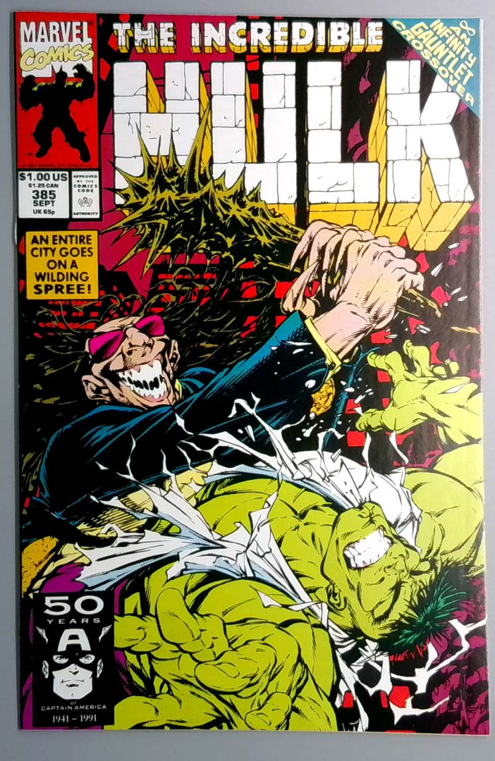Incredible Hulk #385 NM- Infinity Gauntlet Crossover Marvel 1991