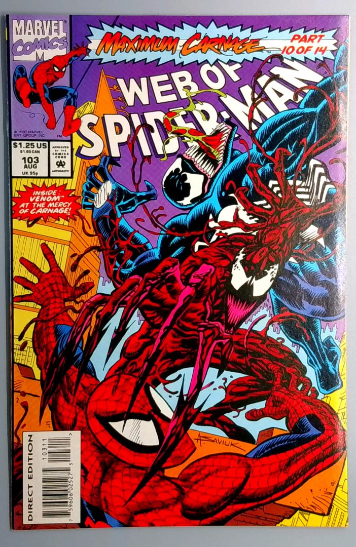Web of Spider-Man #103 VF Maximum Carnage Part 10 of 14 Marvel 1993