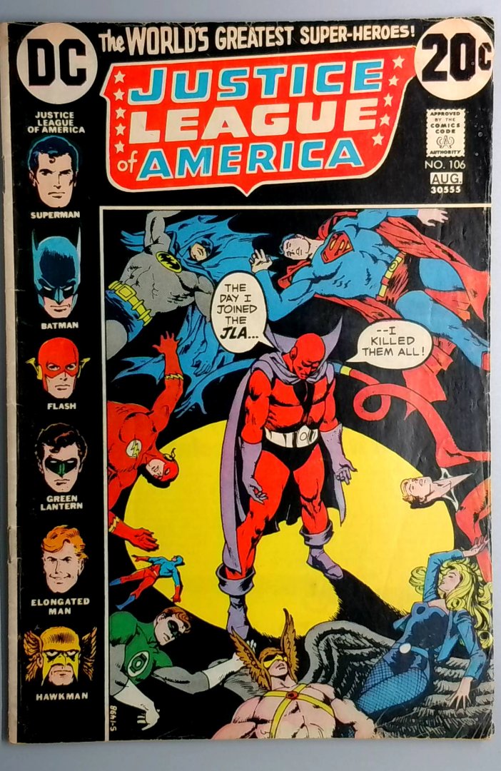 Justice League of America #106 VG- Red Tornado Joins the Jla DC 1973
