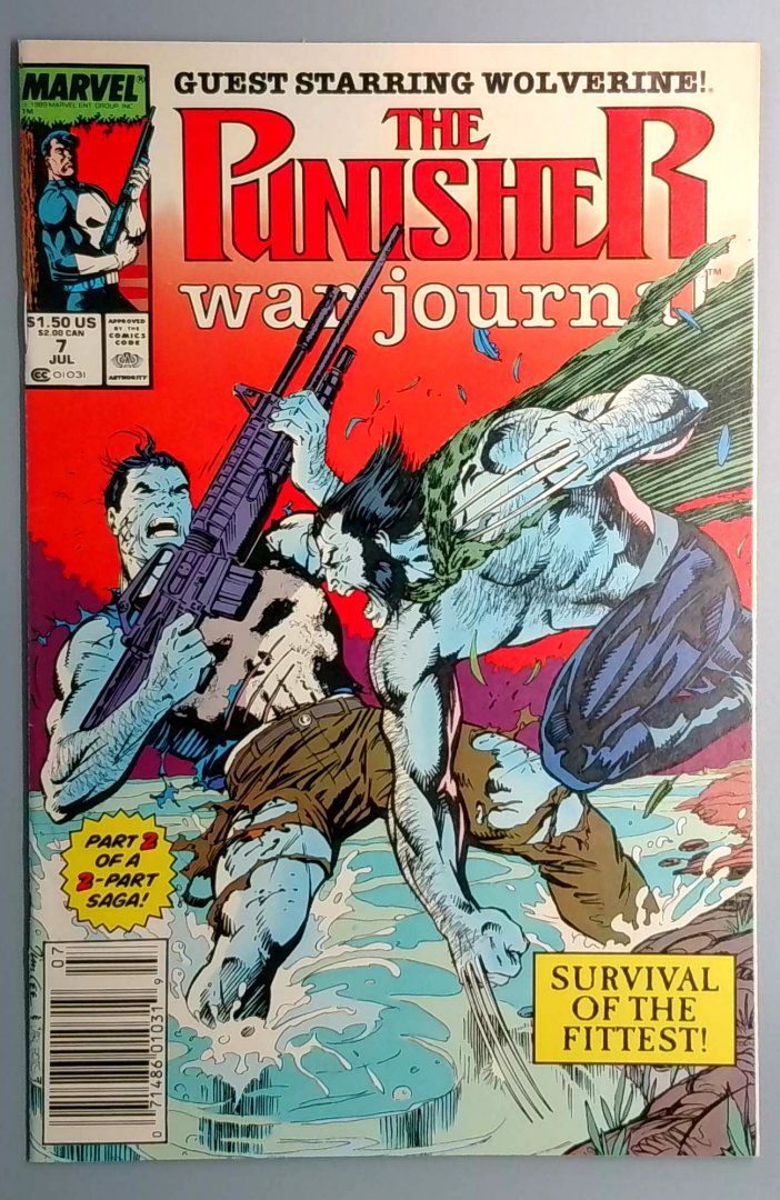 Punisher: War Journal #7 VF+ Wolverine Cover Newsstand Marvel 1989