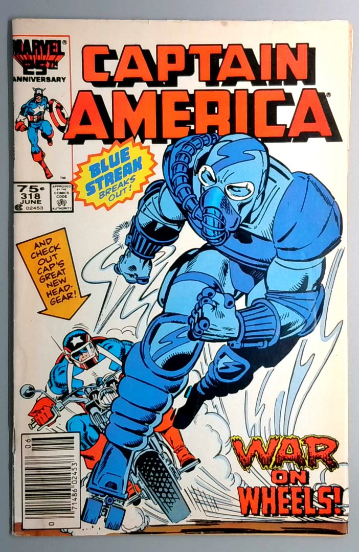 Captain America #318 Death of Blue Streak and Death Adder Newsstand Marvel