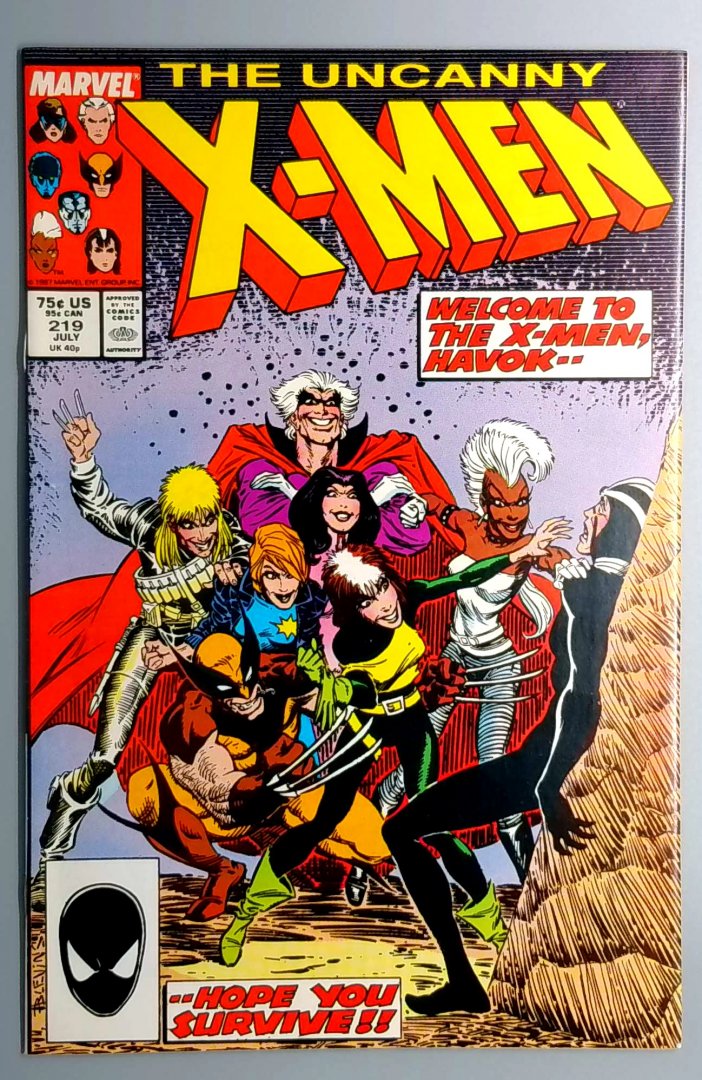 Uncanny X-Men #219 NM Havok Re-Joins Marvel 1987