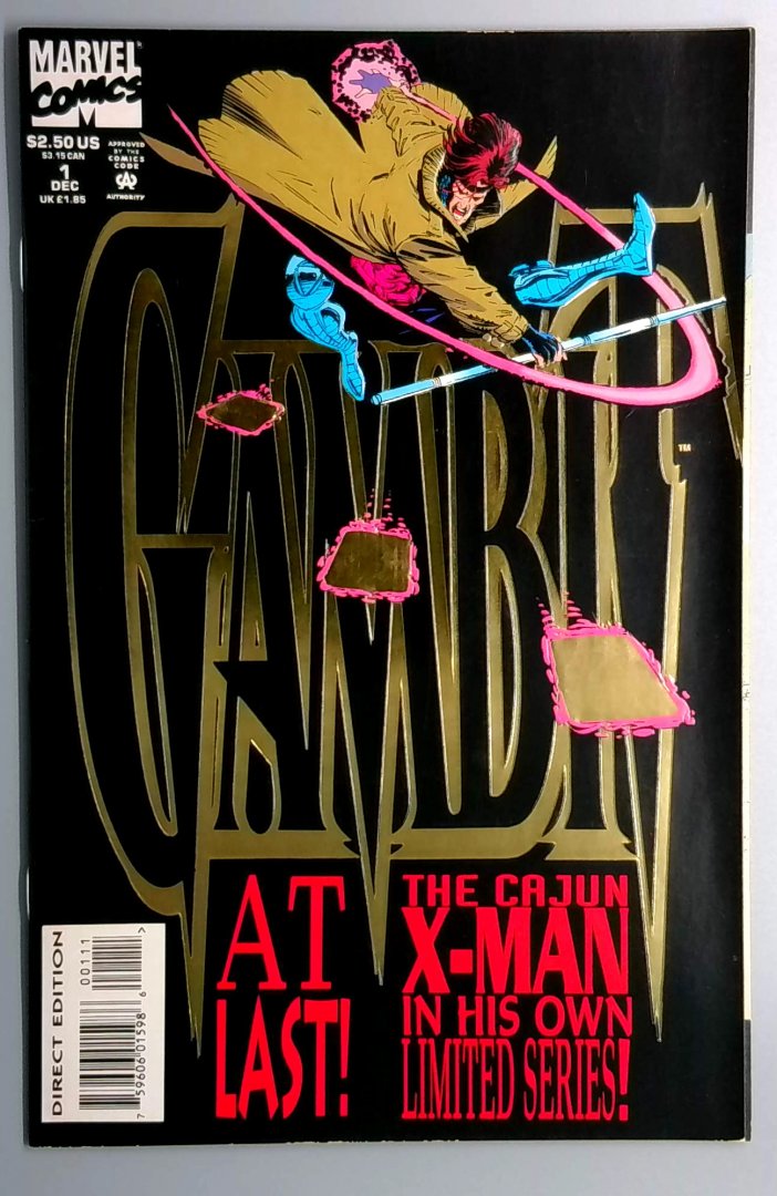 Gambit #1 VF+ Black and Gold Foil Embossed Cover Marvel 1993
