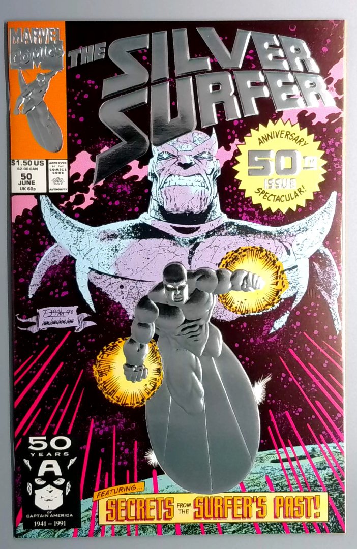 Silver Surfer #50 Embossed Silver - Foil Cover Marvel 1991