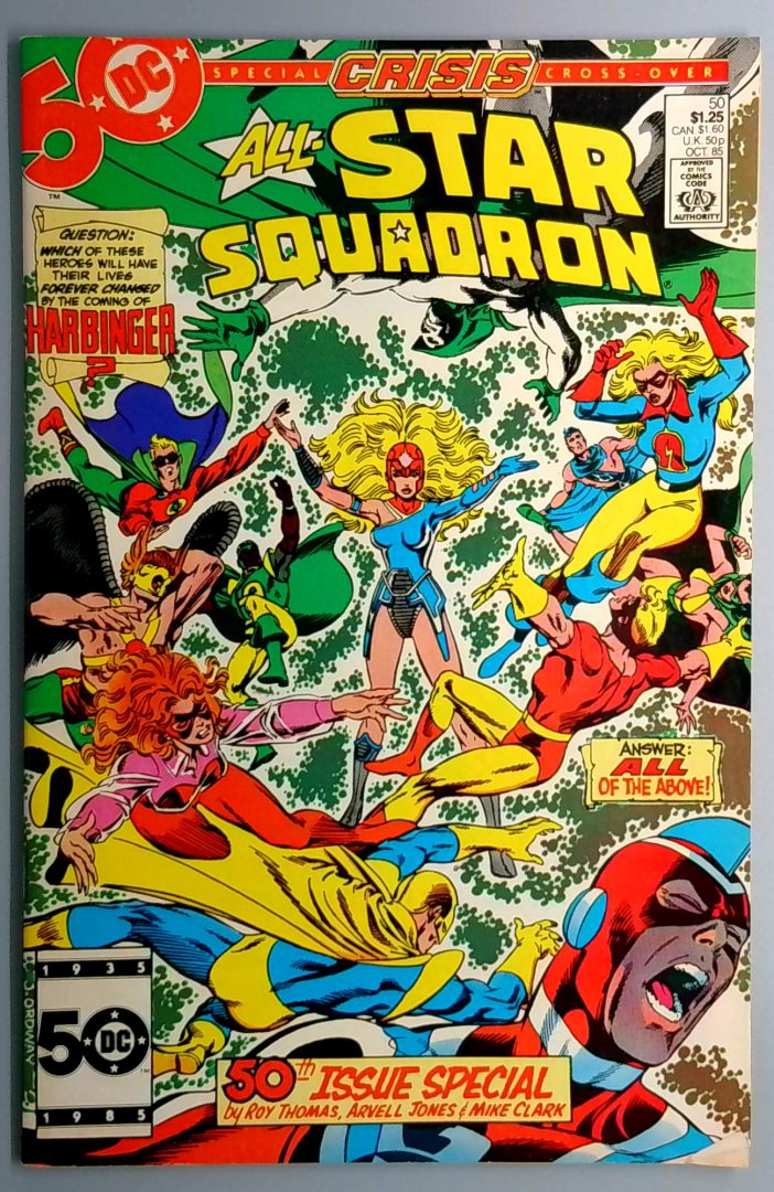 All-Star Squadron #50 VF+ Crisis Crossover. Double Size Direct Edition DC 1985