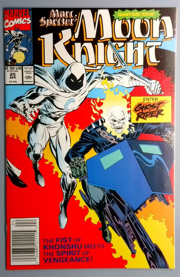 Marc Spector: Moon Knight #25 NM Newsstand 1st Team Up Ghost Rider and Moon Knight MARVEL 1991
