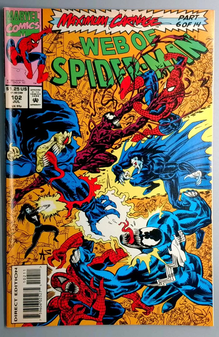 Web of Spider-Man #102 VF+ Maximum Carnage Part 6 of 14 Marvel 1993