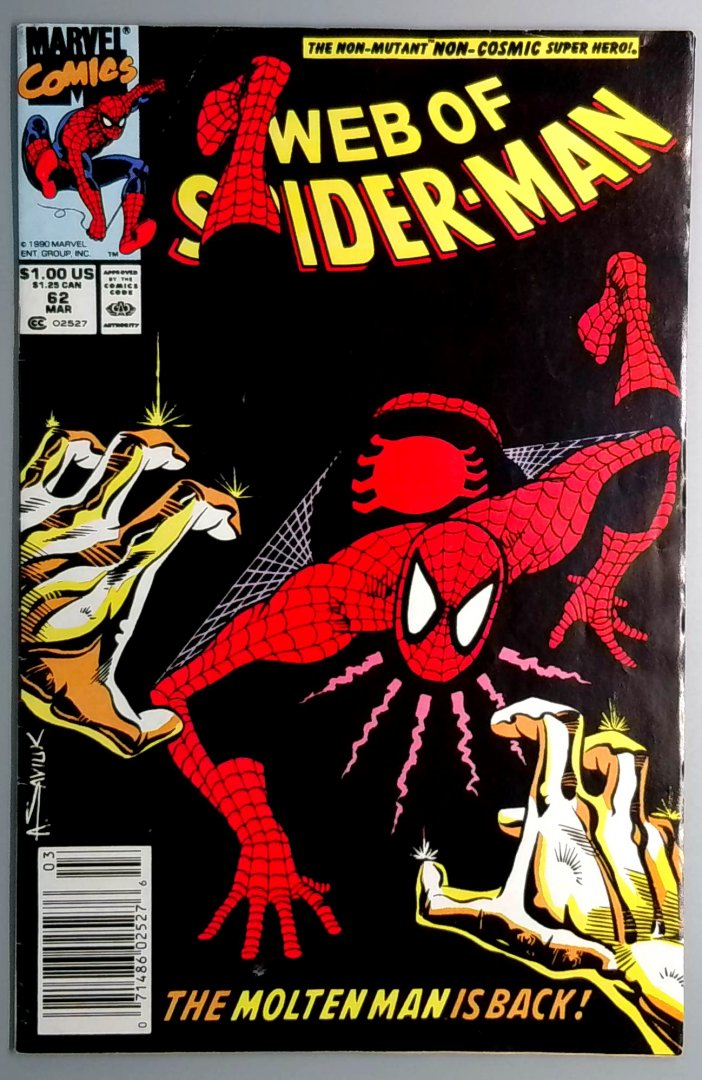 Web of Spider-Man #62 Molten Man Marvel 1990