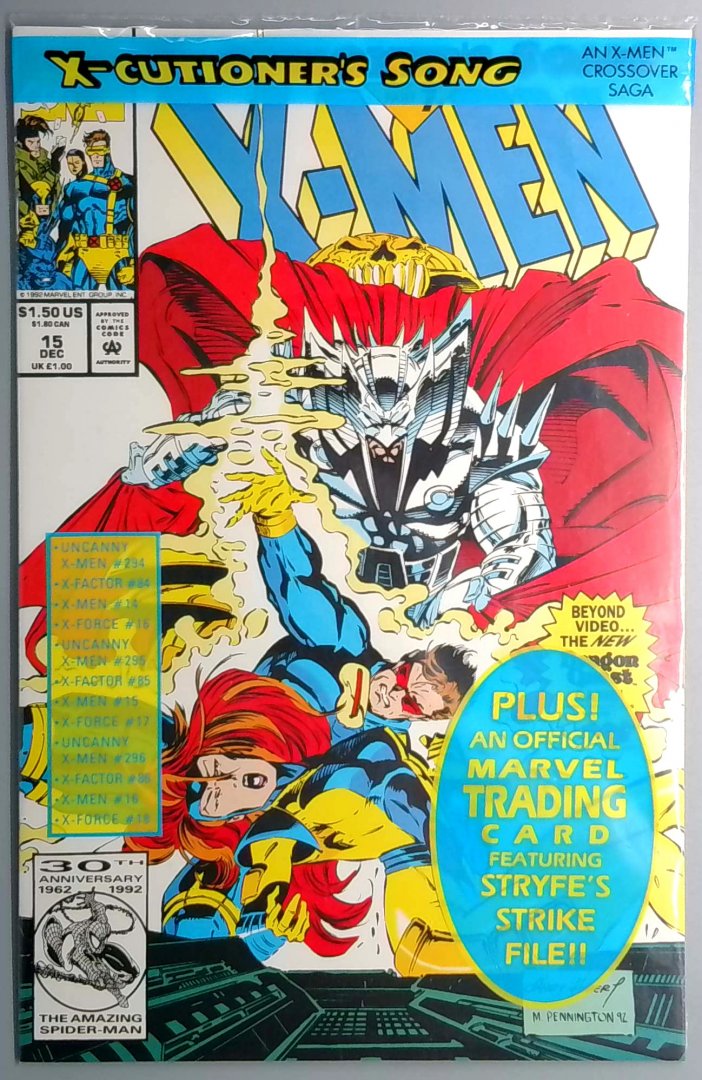 X-Men #15 NM Polybagged with Mlf Card Direct Edition Marvel 1992