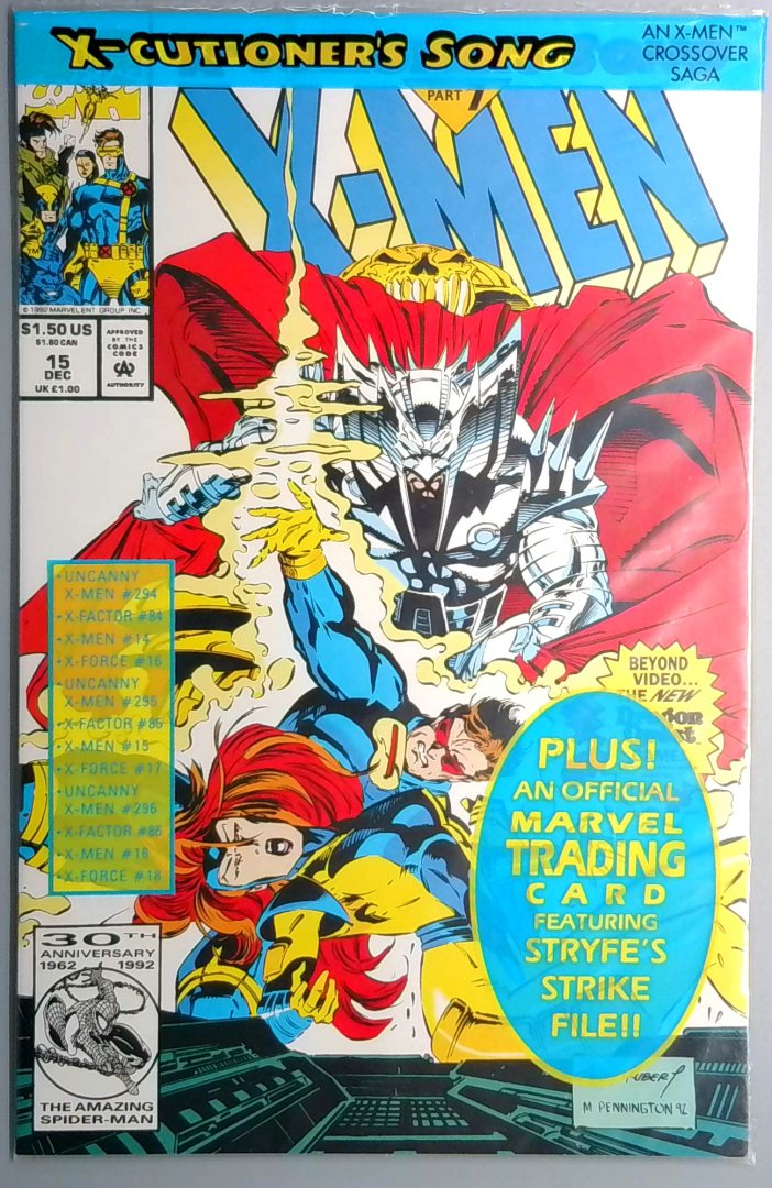 X-Men #15 NM Polybagged with Mlf Card Marvel 1992