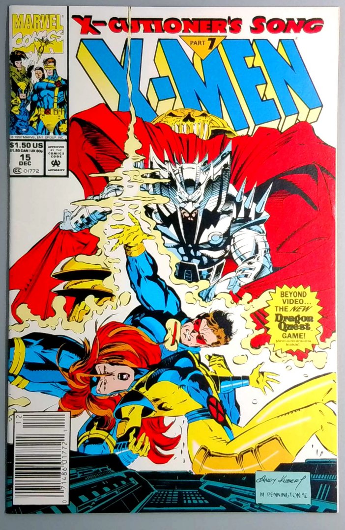 X-Men #15 Polybagged with Mlf Card Newsstand Edition Marvel 1992