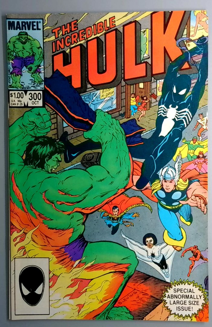Incredible Hulk #300 VF- Spider-Man in Black Costume Direct Edition Marvel 1984