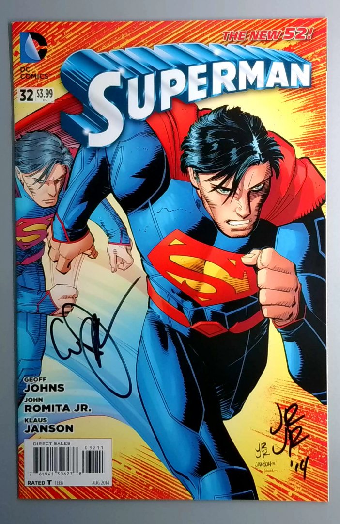 Superman #32 NM Signed by John Romita Jr and Geoff Johns with COA DC Comics