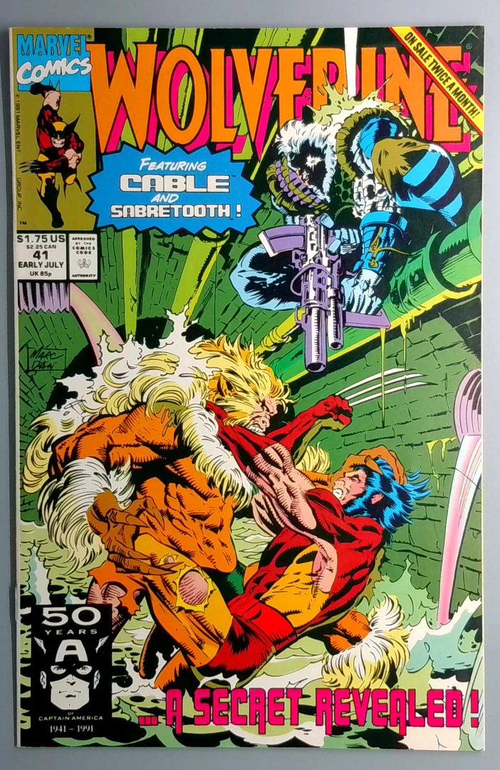 Wolverine #41 VF/NM Cable Sabretooth Battle Marvel 1991