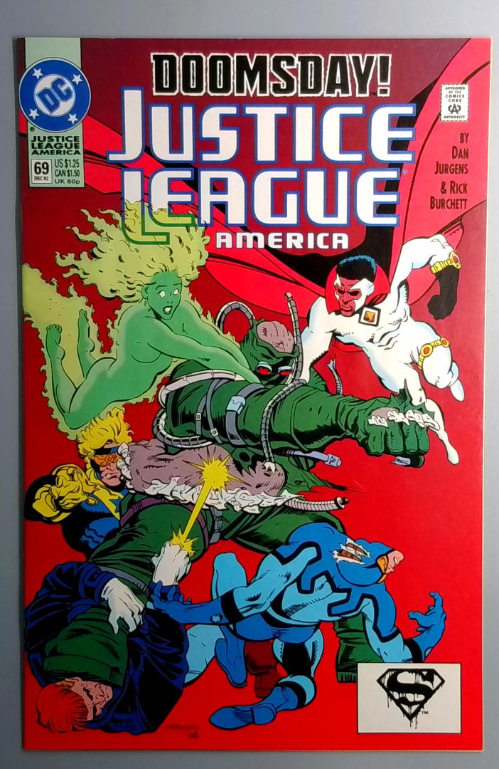 Justice League America #69 VF+ Doomsday Versus Justice League DC 1993
