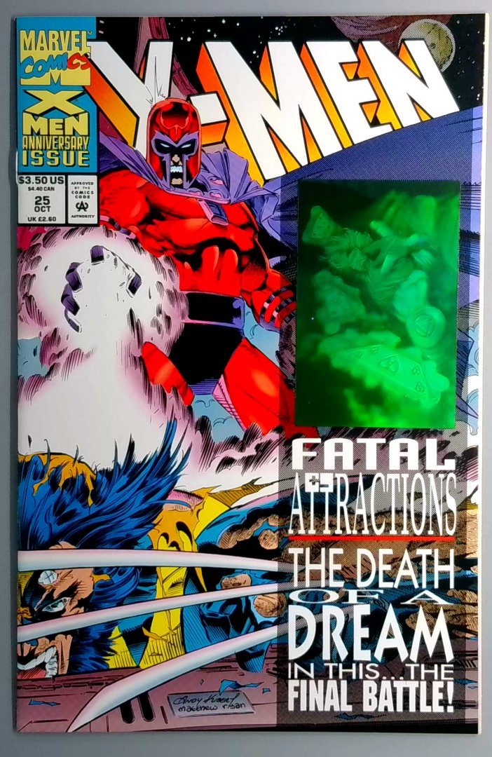 X-Men #25 NM- Gambit Hologram. Xavier Mind-Wipes an Enraged Magneto MARVEL 1993