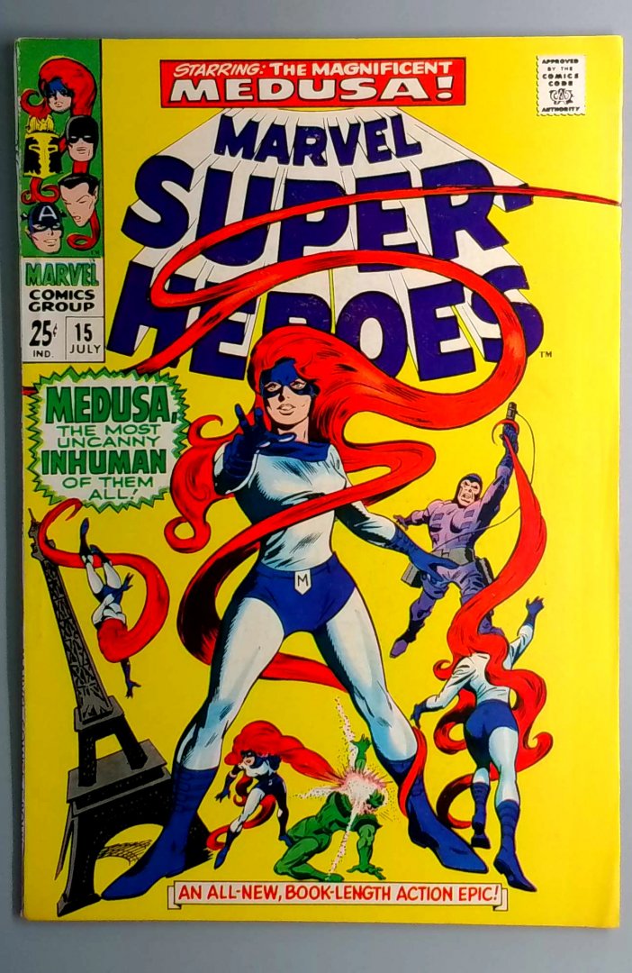 Marvel Super-Heroes #15 FN+ Medusa medusalith Amaquelin Appearance Marvel 1968