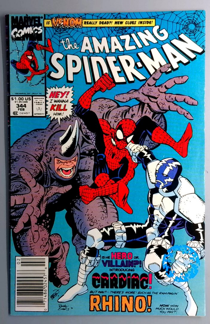 Amazing Spider-Man #344 FN 1st Cleatus Cassidy, Newsstand Marvel 1991