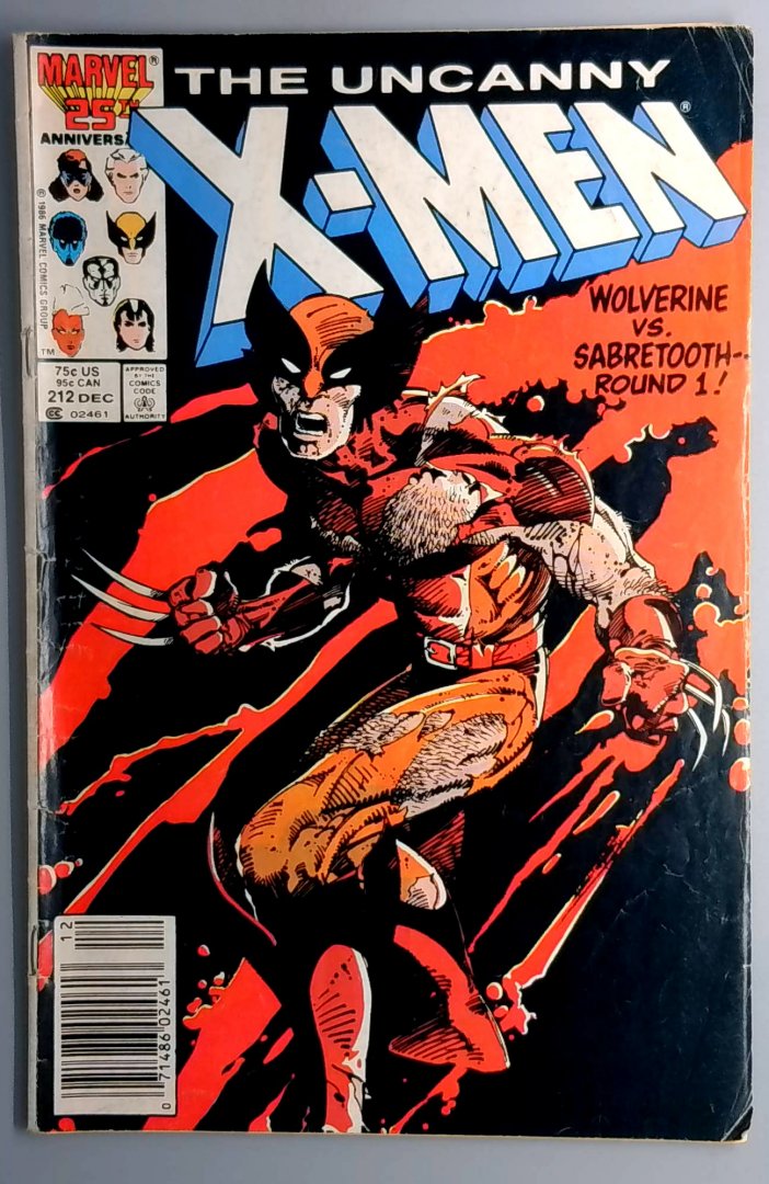 Uncanny X-Men #212 VG- First Wolverine Versus Sabretooth Newsstand Edition Marvel
