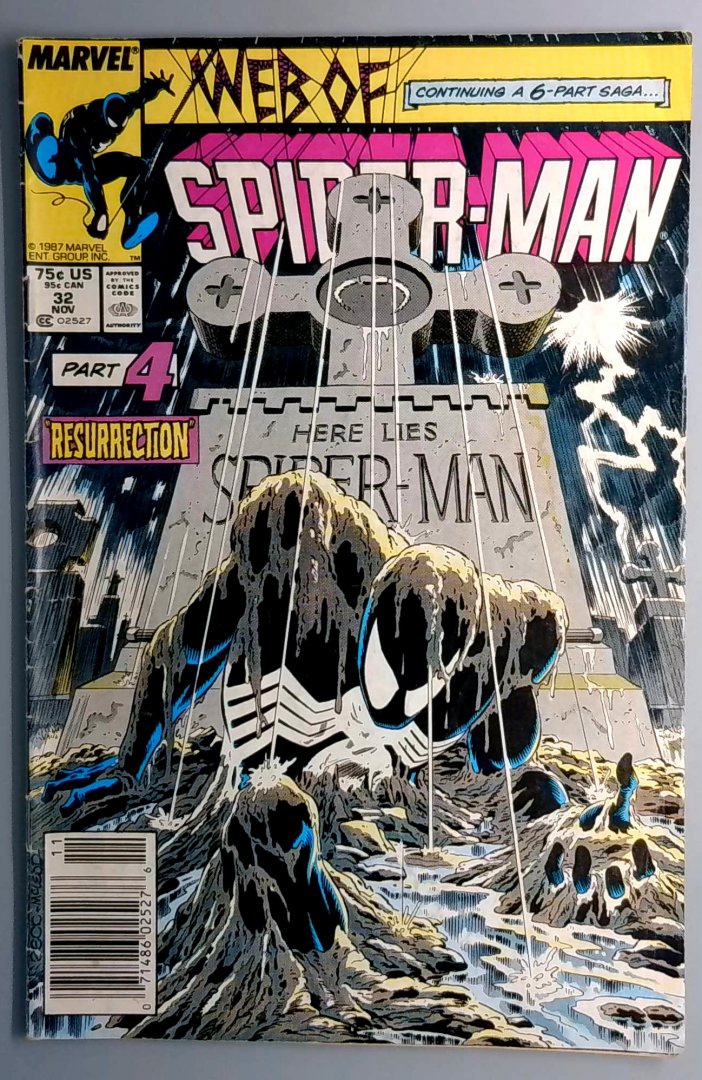 Web of Spider-Man #32 VG+ Kravens Last Hunt Part 4 Newsstand Edition Marvel 1987