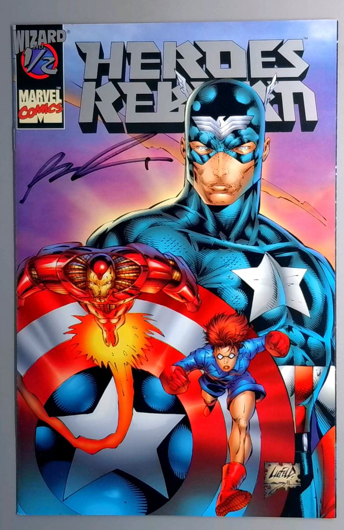 Heroes Reborn: the Return 1/2 NM- Wizard Platinum Edition ROB LIEFELD SIGNED Marvel 1996