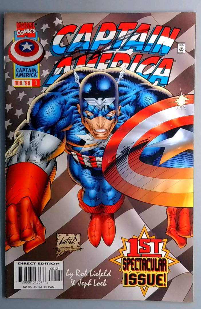 Captain America #1 VF+ Variant Signed by Rob Liefeld Marvel 1996