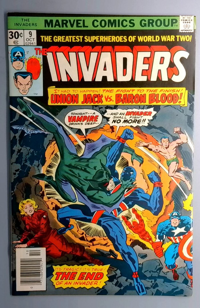 Invaders #9 VF/NM Death of Baron Blood Marvel 1976