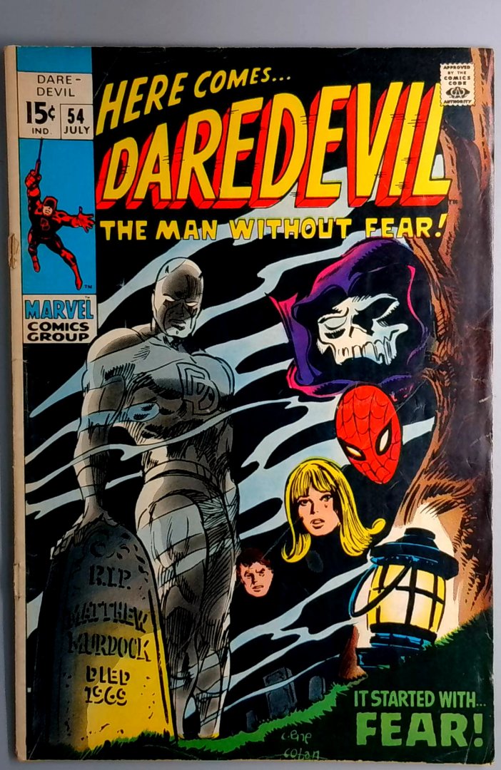Daredevil #54 GD/VG 1st Mister Fear, Detached Cover, Marvel 1969