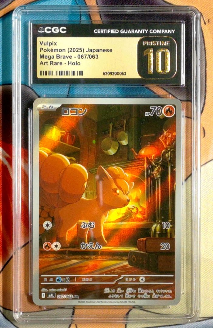 Pokemon Vulpix #67 CGC Pristine 10 Mega Brave Japanese Holofoil Slab