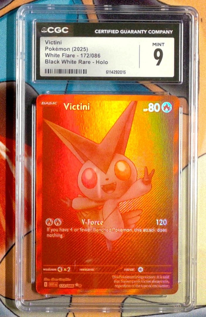 Pokemon Victini #172 CGC 9 SV White Flare Holofoil Black White Rare Slab