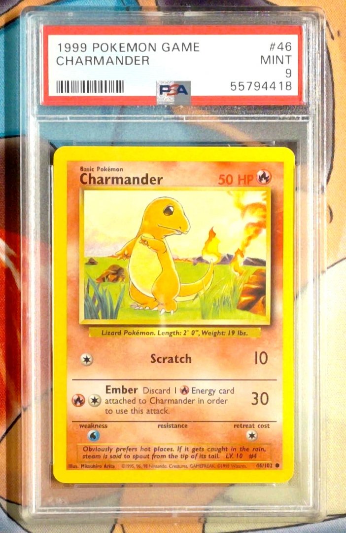 Pokemon Charmander #46 PSA 9 Base Set Unlimited Common Slab
