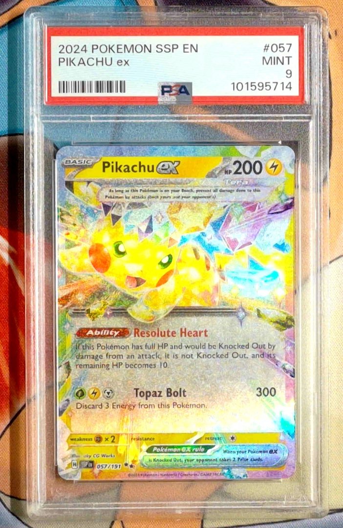 Pokemon Pikachu ex #57 PSA 9 Ascended Heroes Holofoil Double Rare Slab