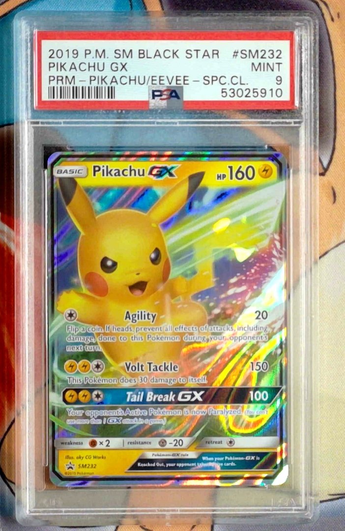 Pokemon Pikachu-GX #SM232 PSA 9 SM Black Star Promos Holofoil Promo Slab