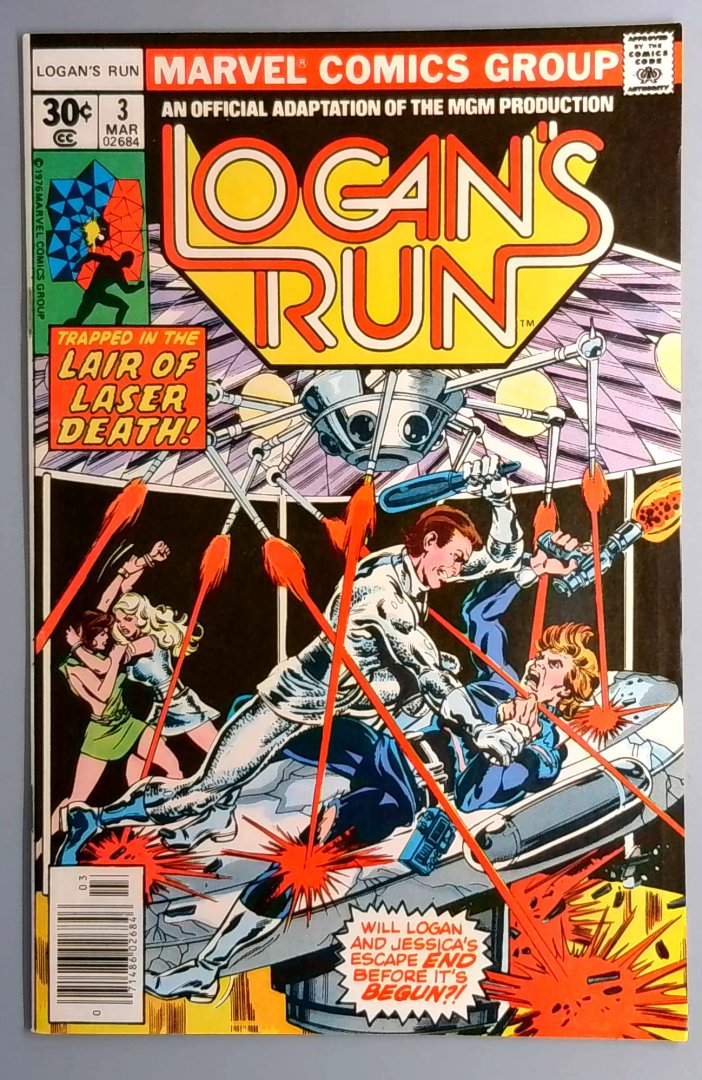 Logan's Run #3 NM Marvel Comics Trapped in the Lair of Laser Death
