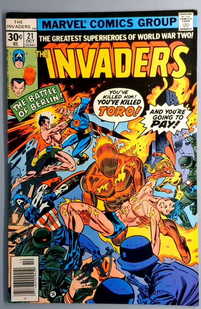 Invaders #21 VF Original Human Torch & Toro Appearance Marvel 1977