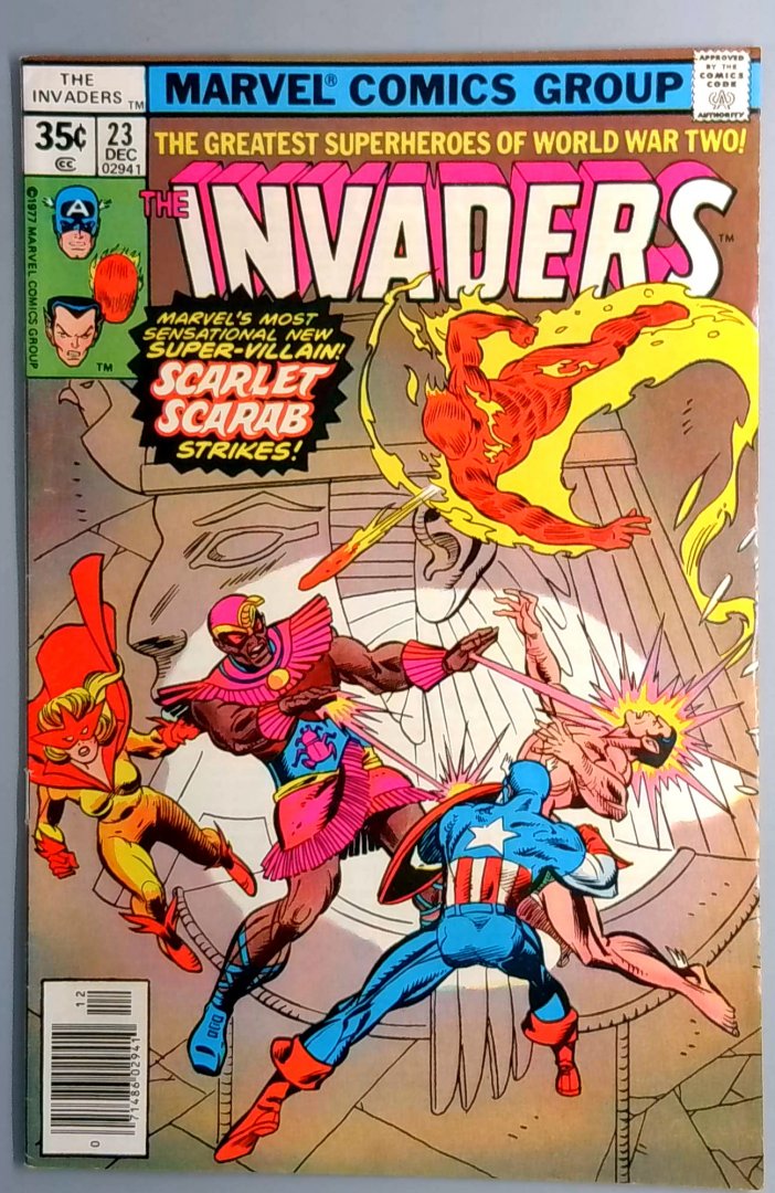Invaders #23 FN 1st Appearance of Scarlet Scarab Marvel 1977