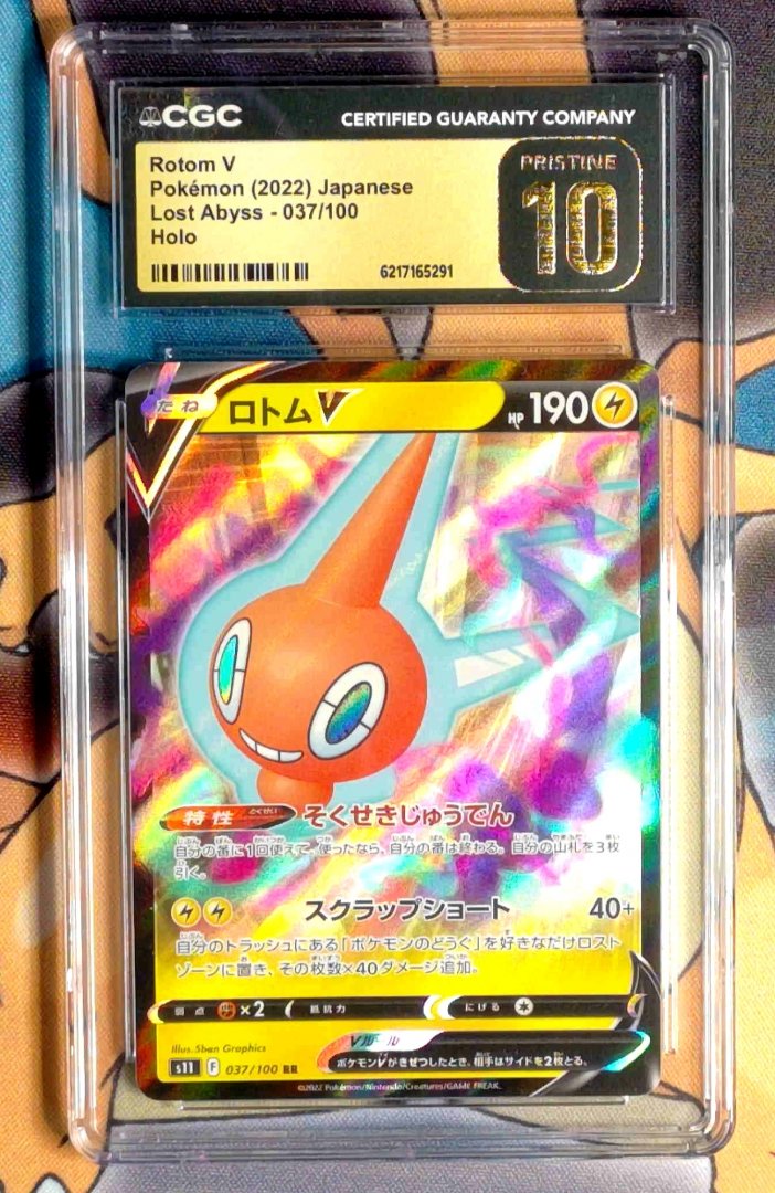 Pokemon Rotom V #37 CGC Pristine 10 Lost Abyss Japanese Holofoil Slab