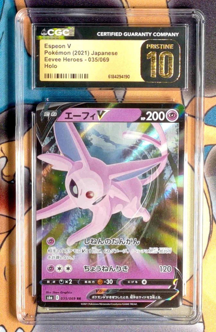 Pokemon Espeon V #35 CGC Pristine 10 Eevee Heroes Japanese Holofoil Slab