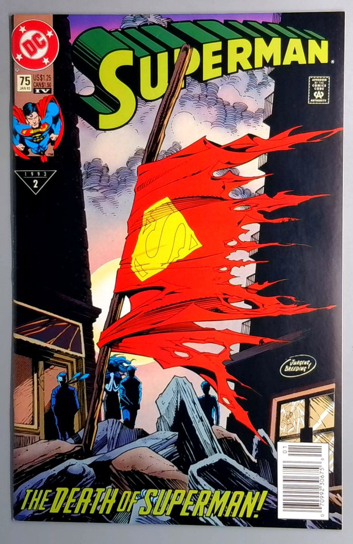 Superman #75 VF/NM The Death of Superman Fourth Printing Newsstand DC 1993