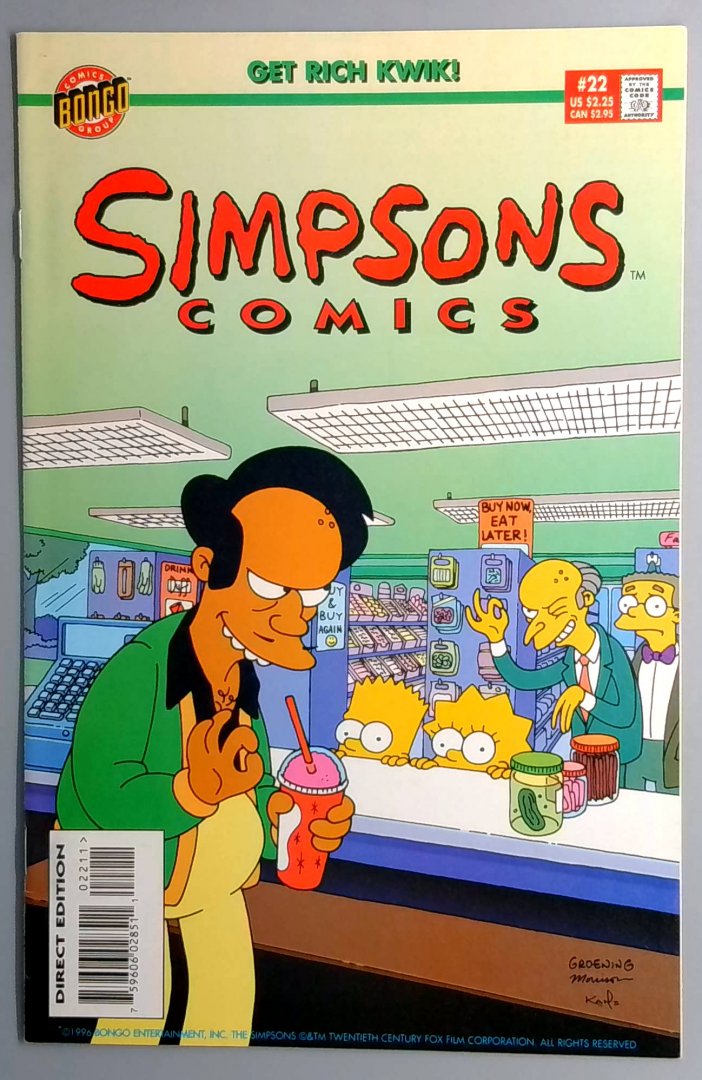 Simpsons Comics #22 NM- Get Rich Kwik! Bongo Comics 1996