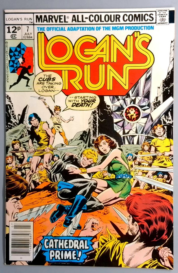 Logan's Run #7 VF/NM UK Pence Price, Marvel Comics July 1977
